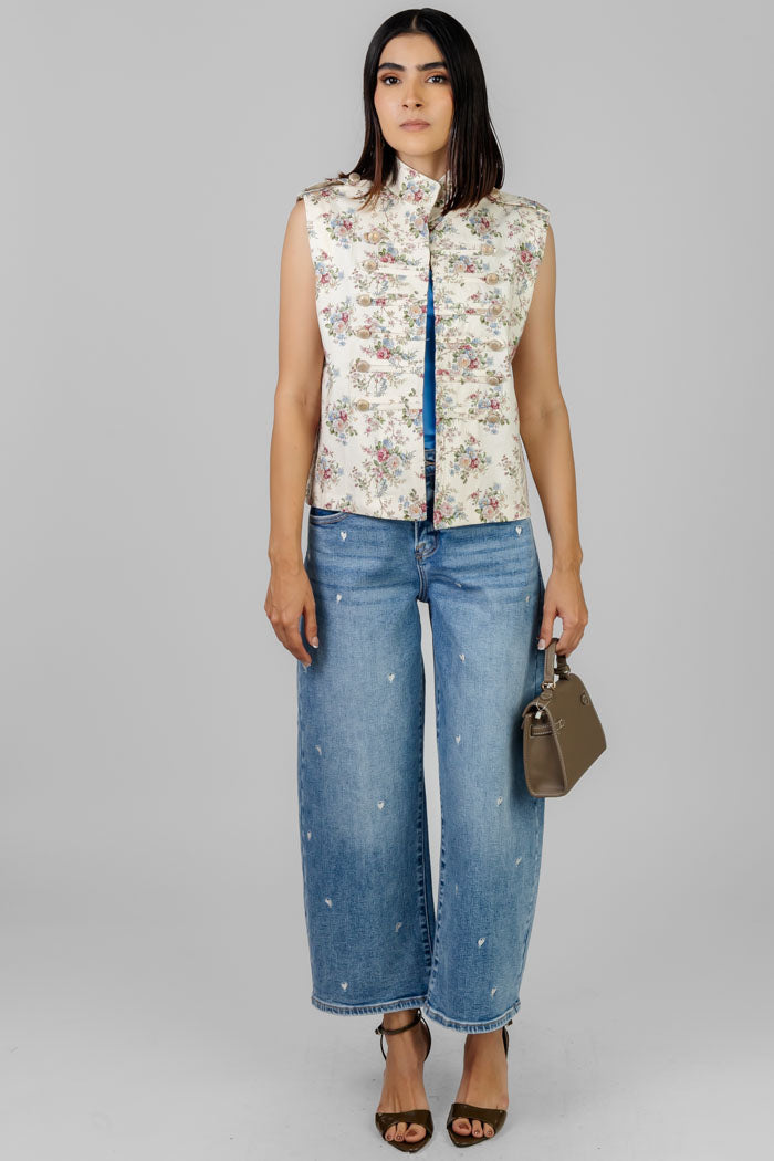CHALECO ESTILO MILITAR FLORAL