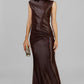 VESTIDO LARGO BRONCE AJUSTADO