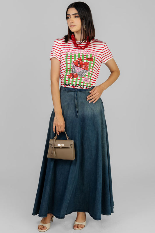 FALDA LARGA EN DENIM