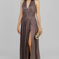 VESTIDO LARGO PLISADO ESCOTE