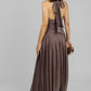 VESTIDO LARGO PLISADO ESCOTE