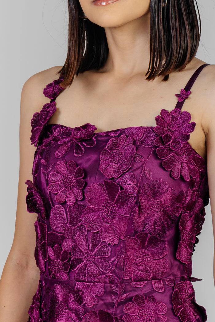 VESTIDO MIDI FLORAL MAGENTA