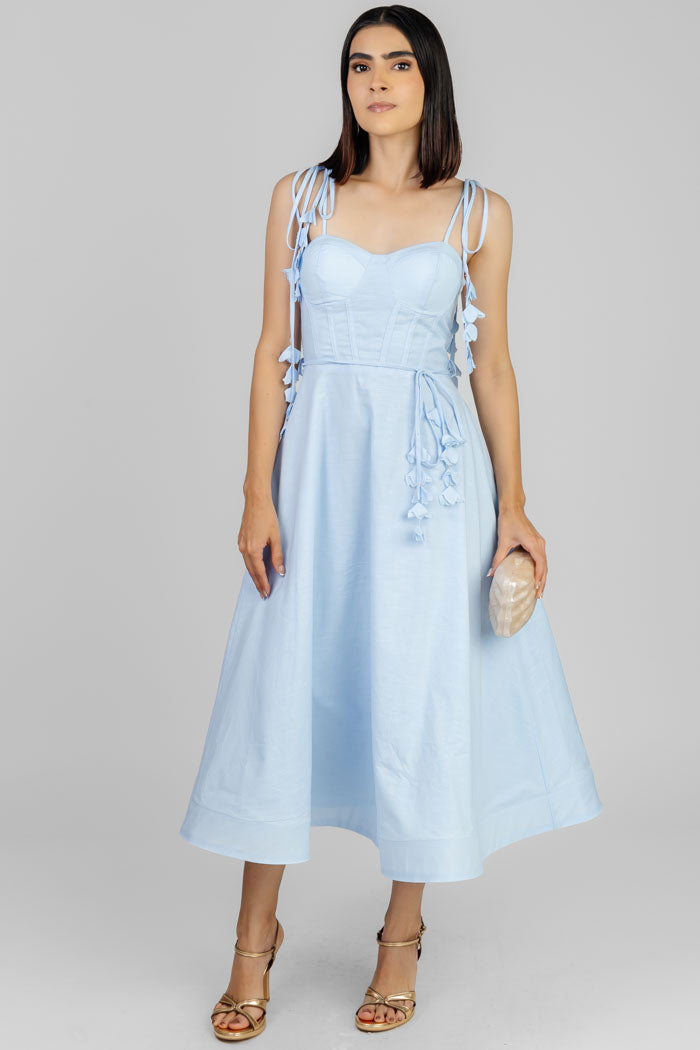 VESTIDO CELESTE ESTILO CORSET
