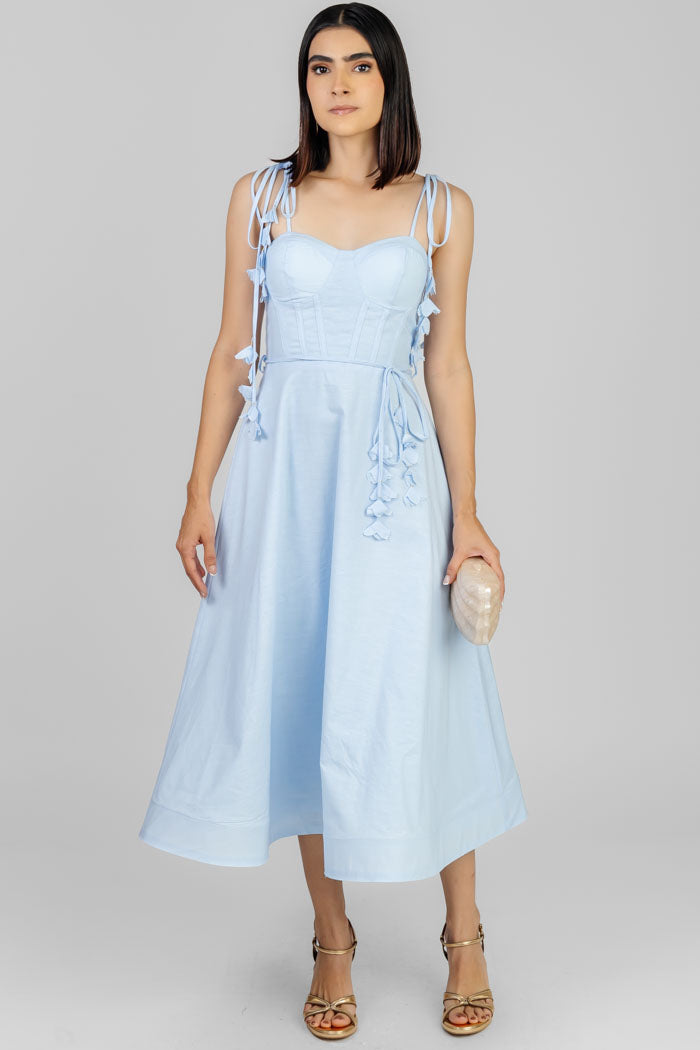 VESTIDO CELESTE ESTILO CORSET
