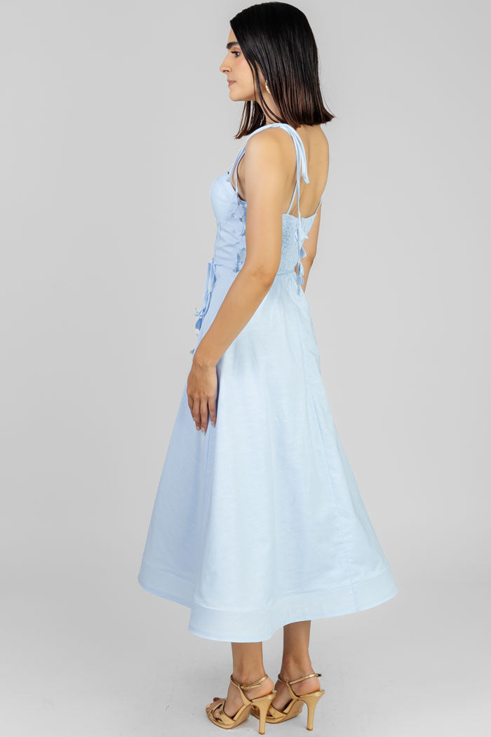 VESTIDO CELESTE ESTILO CORSET