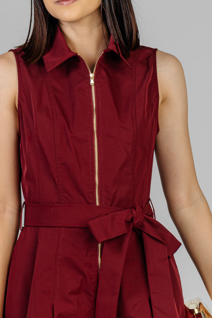 VESTIDO MIDI VINO ESTRUCTURADO
