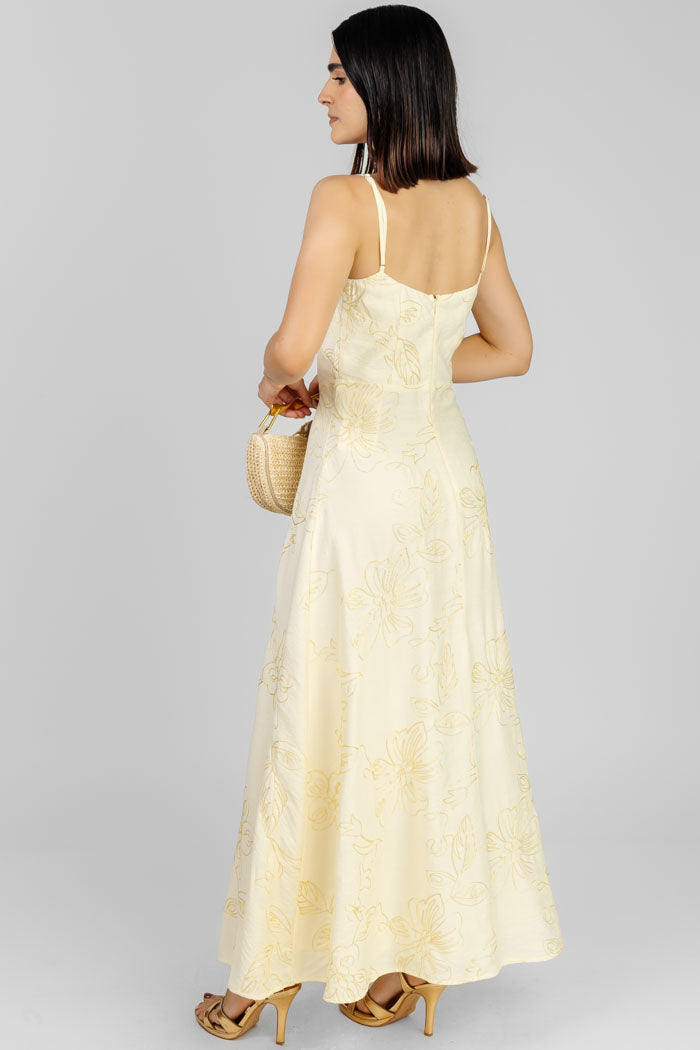 VESTIDO MIDI ESTAMPADO CREMA