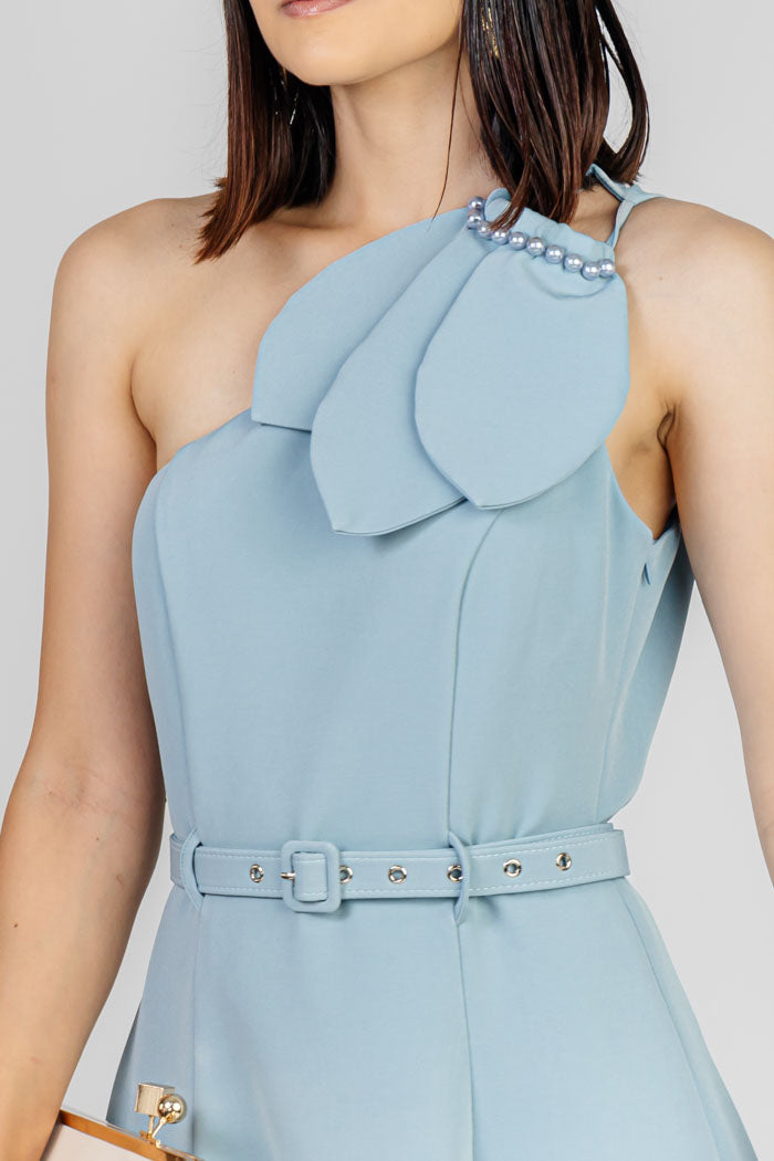 VESTIDO MIDI ASIMÉTRICO AZUL