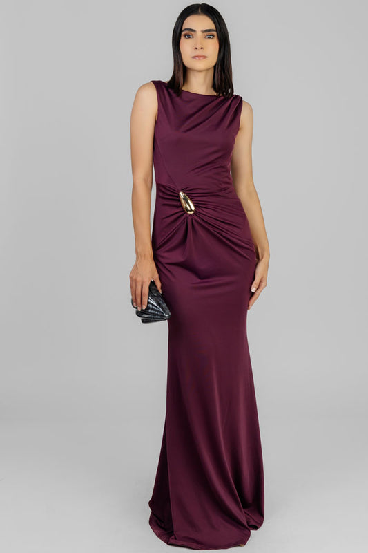VESTIDO LARGO ELEGANTE VINO
