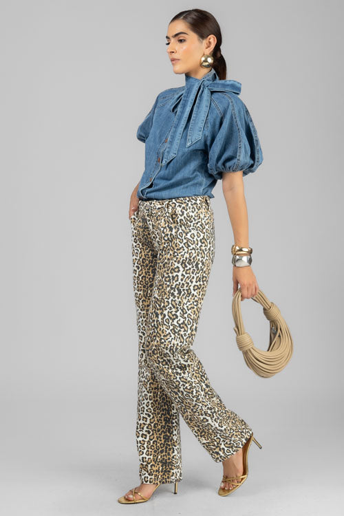 PANTALON DENIM ANIMAL PRINT