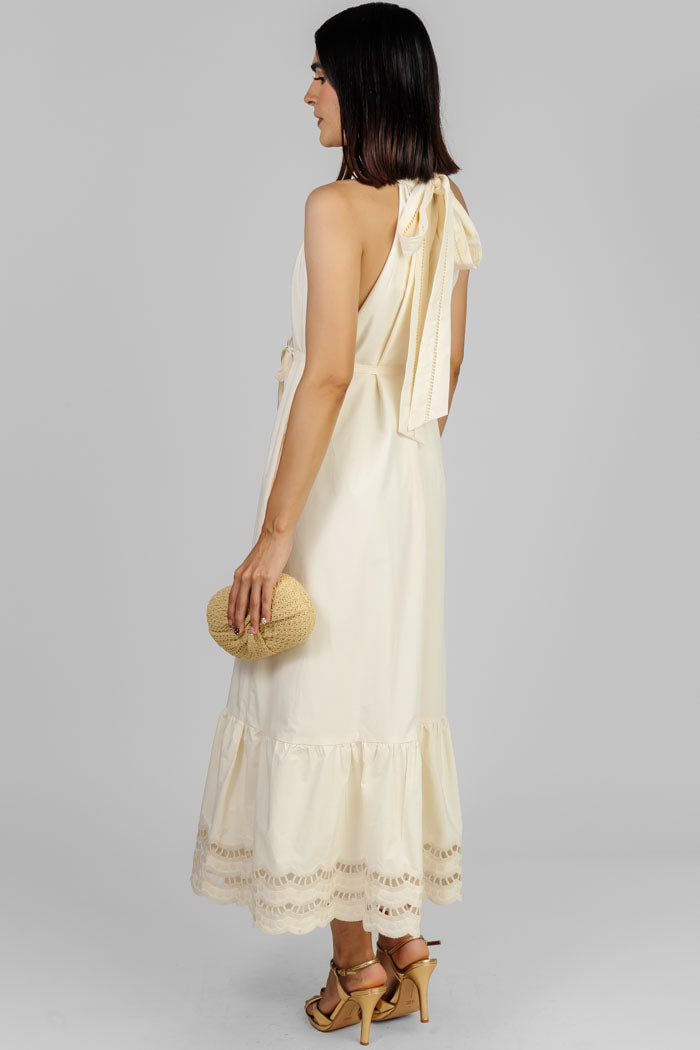 VESTIDO MIDI HALTER CRU