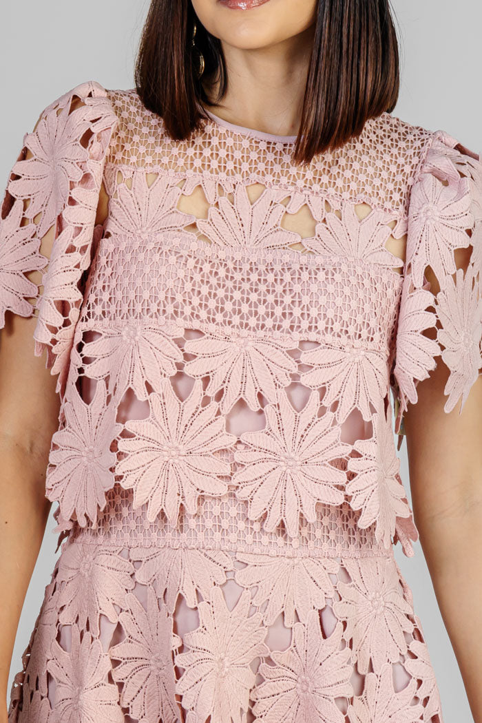 VESTIDO MIDI ROSA GUIPUR