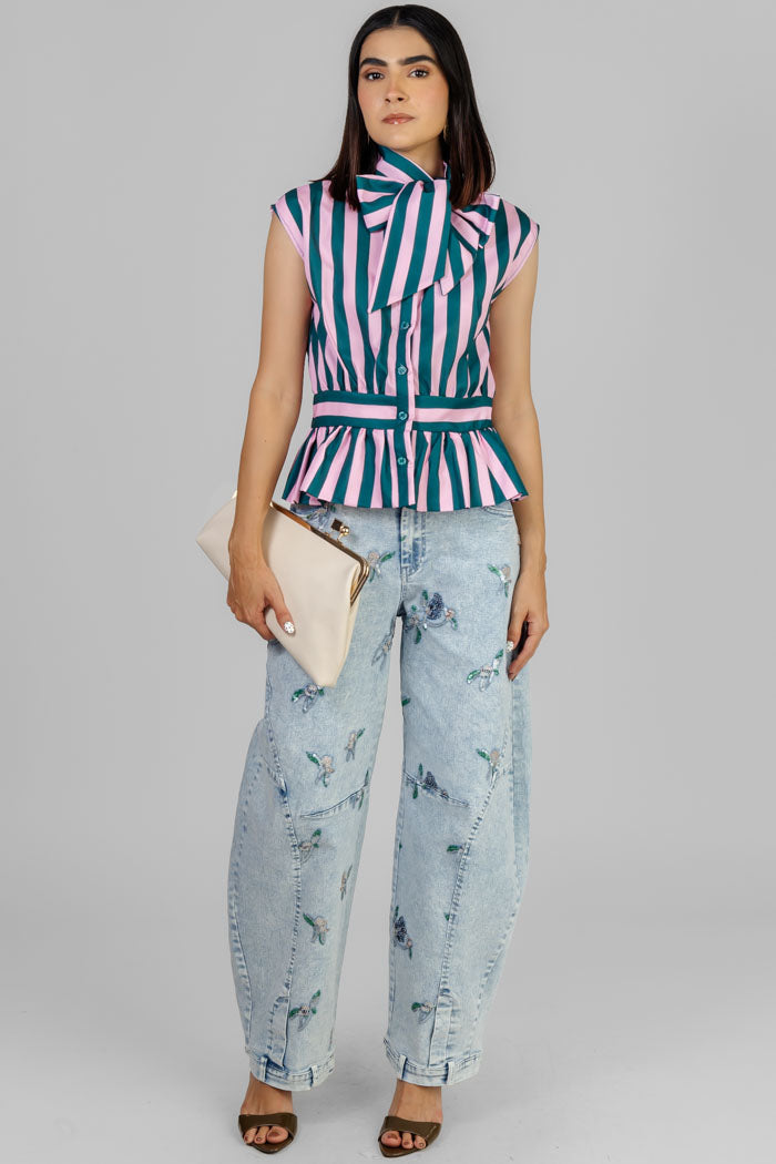 BLUSA PEPLUM RAYAS