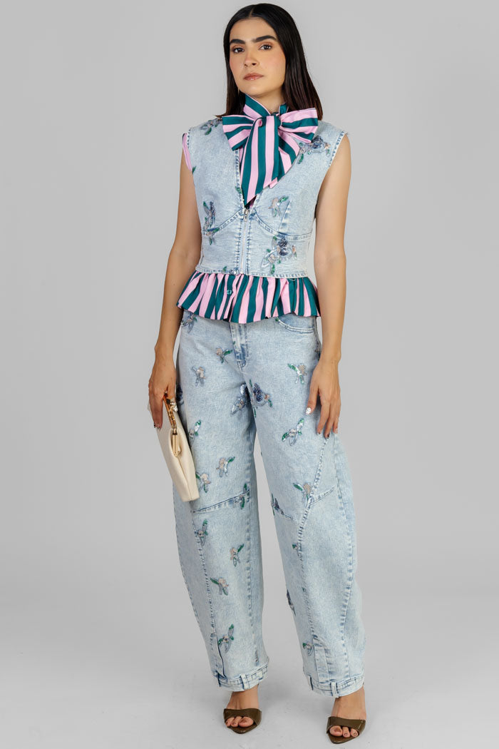 CONJUNTO DENIM CON VOLANTES