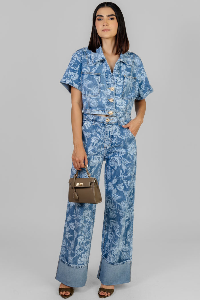 CONJUNTO DENIM FLORAL CHIC