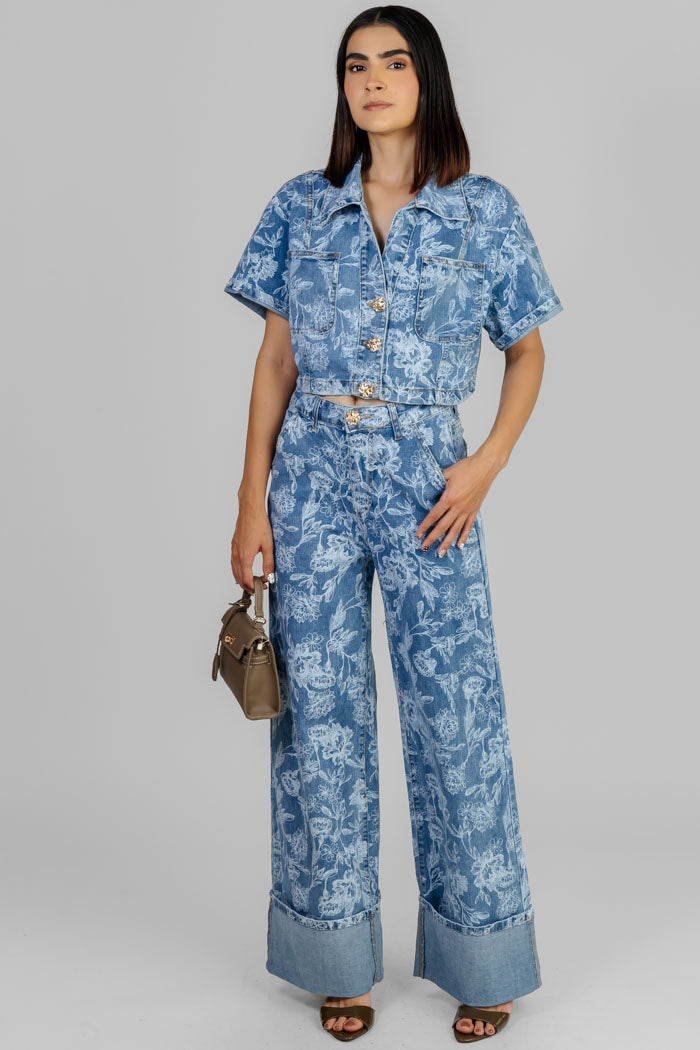 CONJUNTO DENIM FLORAL CHIC