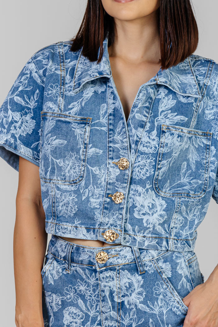 CONJUNTO DENIM FLORAL CHIC