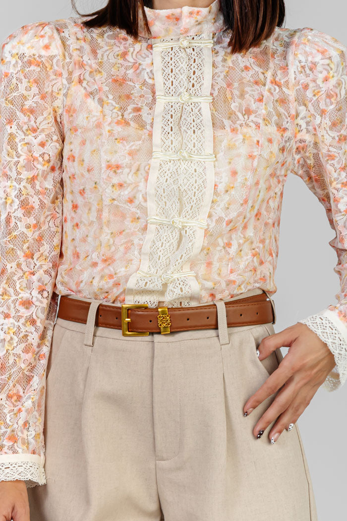 BLUSA ENCAJE FLOREADA ELEGANTE