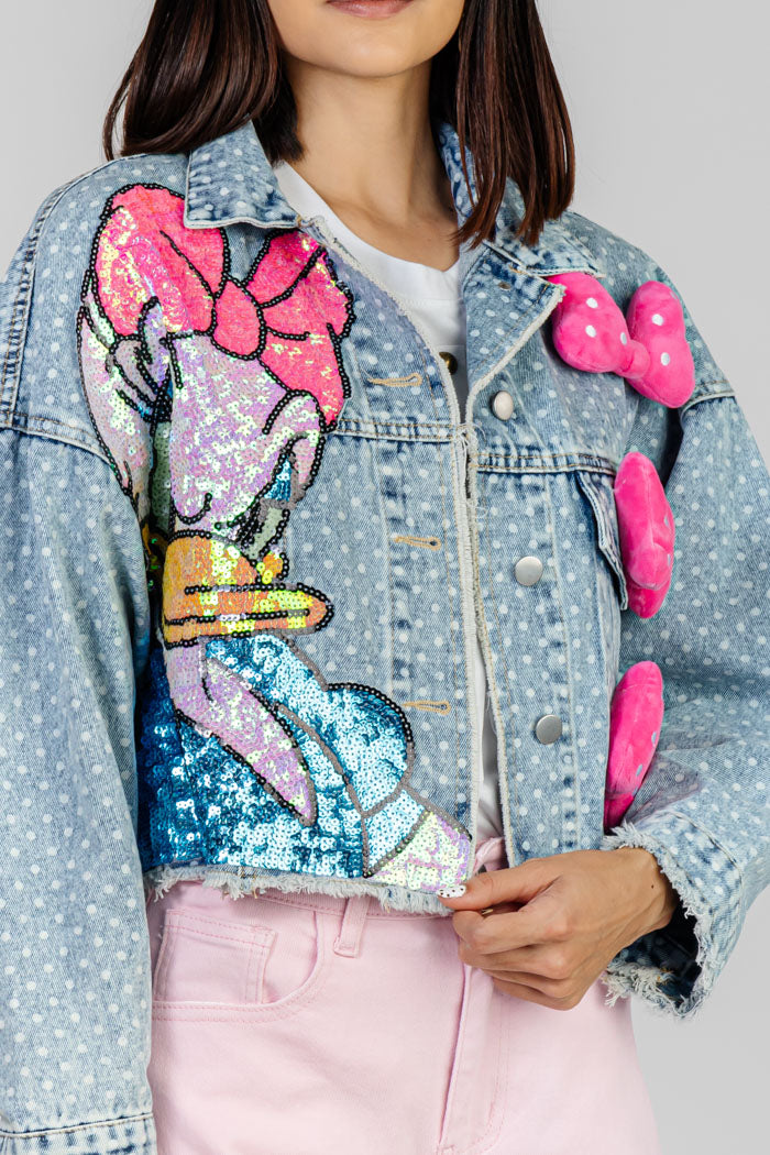 CHAQUETA DENIM ESTAMPADA LENTEJUELAS