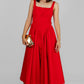 VESTIDO MIDI ROJO ESCULTURAL