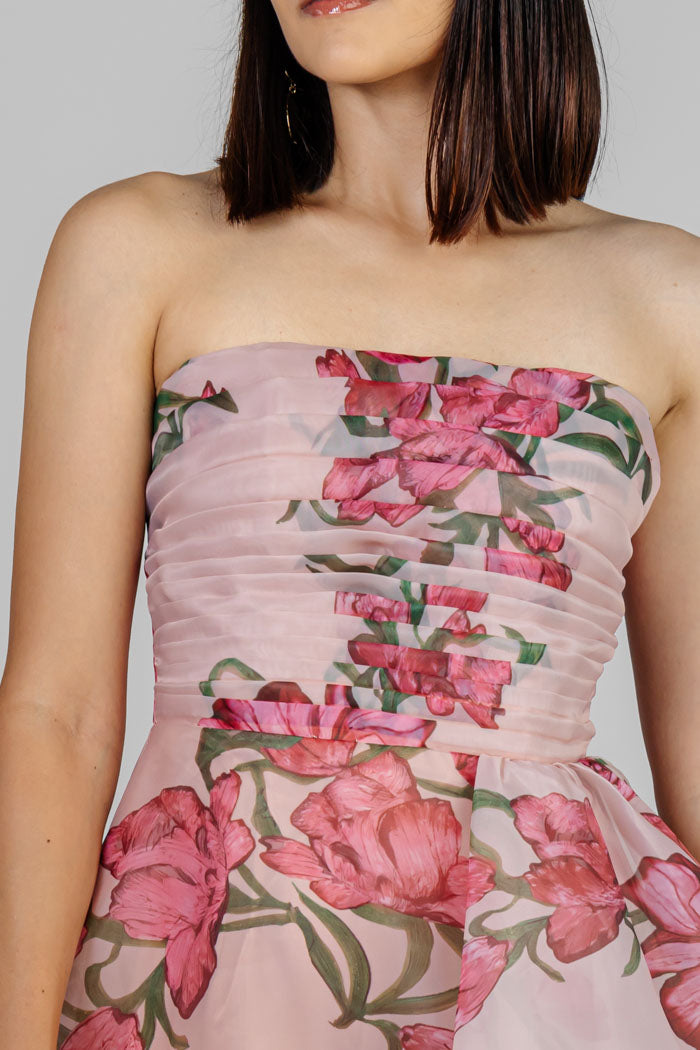 VESTIDO LARGO FLOREADO ESCOTE