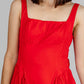 VESTIDO MIDI ROJO ESCULTURAL