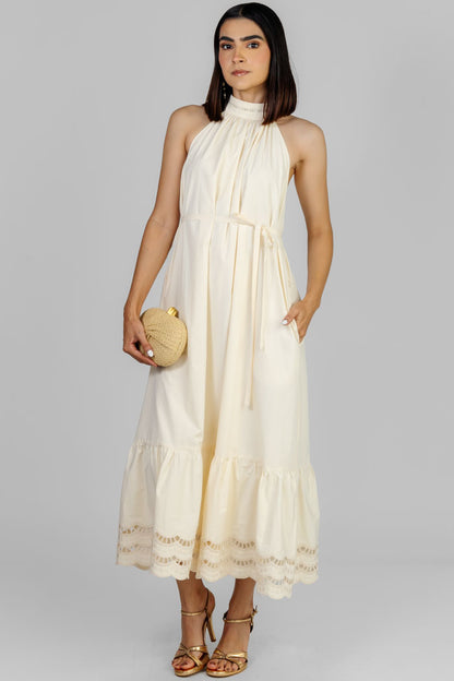 VESTIDO MIDI HALTER CRU