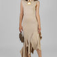VESTIDO MIDI ASIMÉTRICO BEIGE