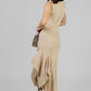 VESTIDO MIDI ASIMÉTRICO BEIGE