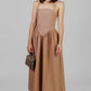 VESTIDO MIDI ENTALLADO NUDE