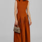VESTIDO MIDI ASIMÉTRICO PLISADO