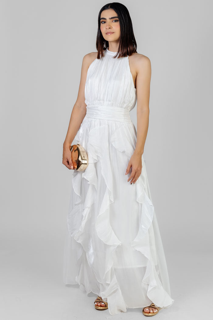 VESTIDO MAXI CON HOLANES