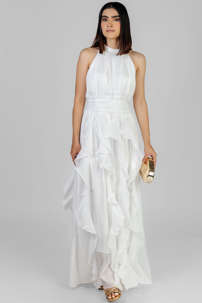 VESTIDO MAXI CON HOLANES