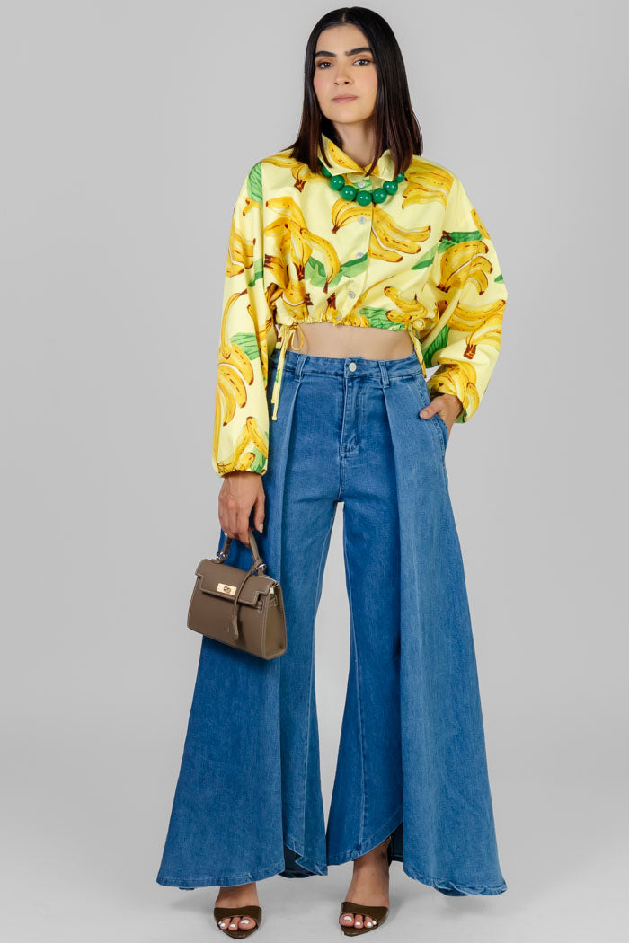 PANTALON JEANS PALAZZO ASIMETRICO