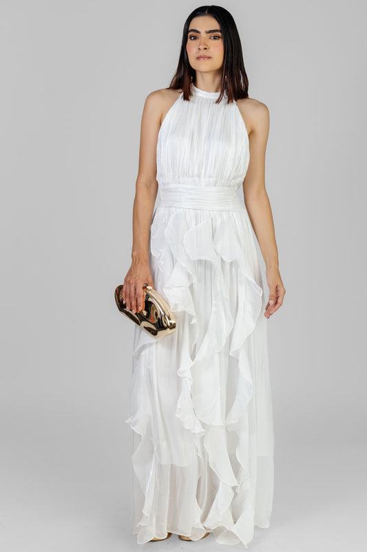 VESTIDO MAXI CON HOLANES