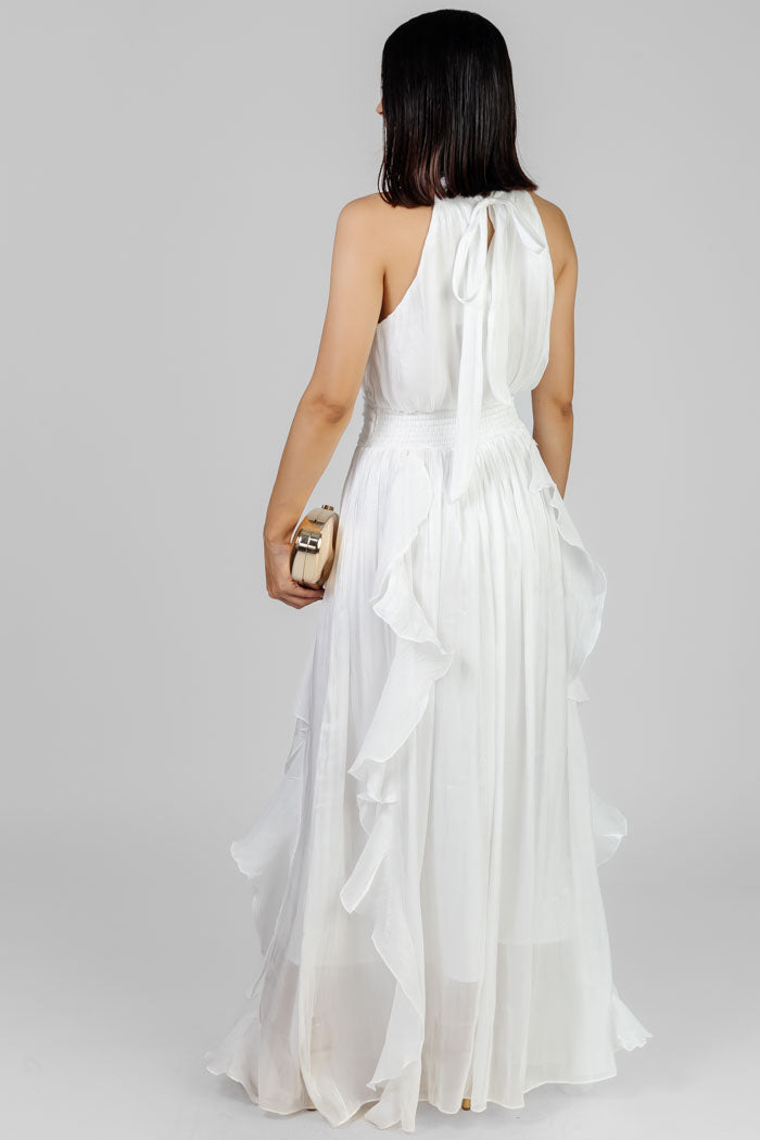 VESTIDO MAXI CON HOLANES