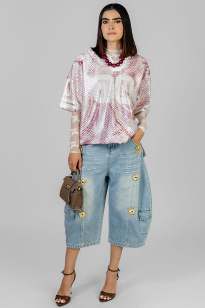 BLUSA ESTILO JERSEY LENTEJUELAS
