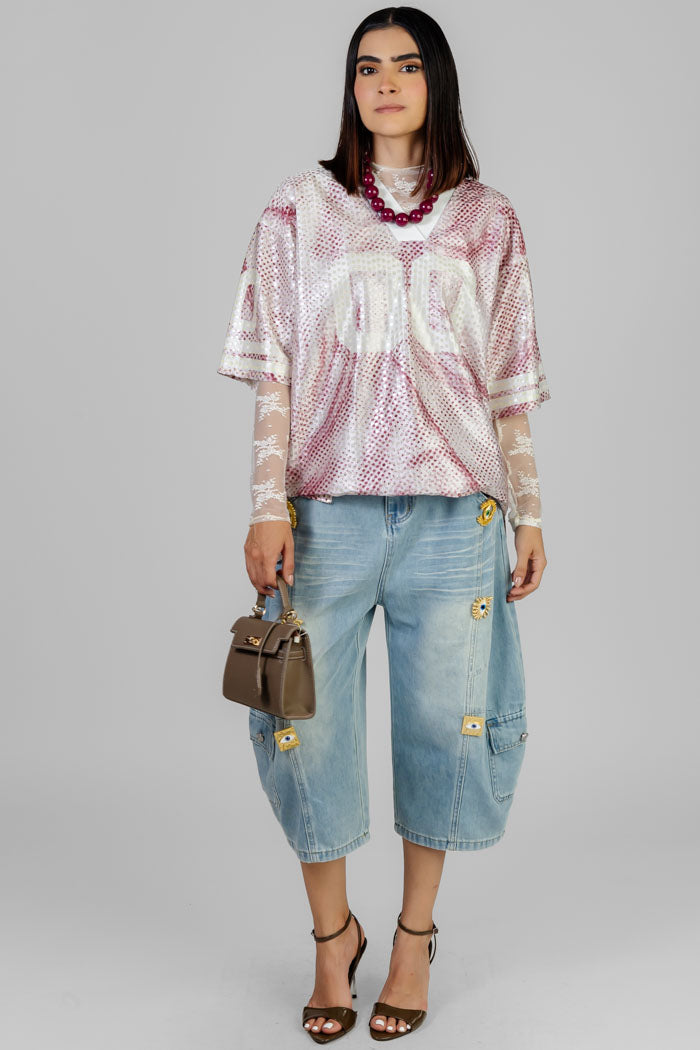 BLUSA ESTILO JERSEY LENTEJUELAS
