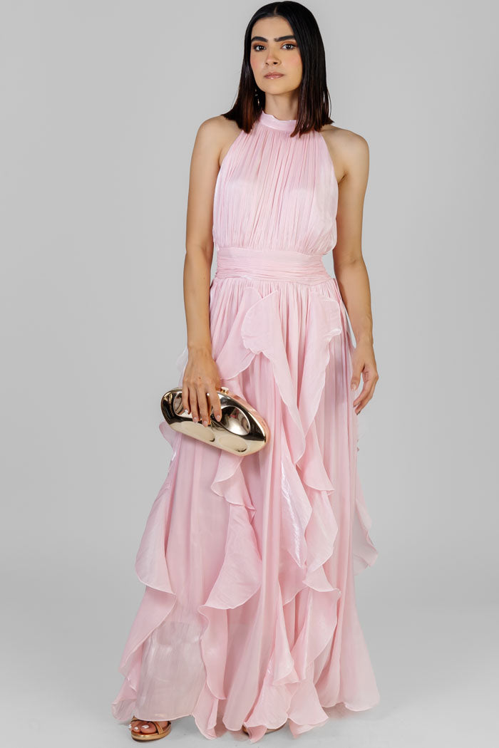 VESTIDO MAXI CON HOLANES