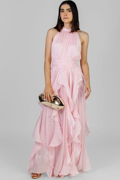 VESTIDO MAXI CON HOLANES