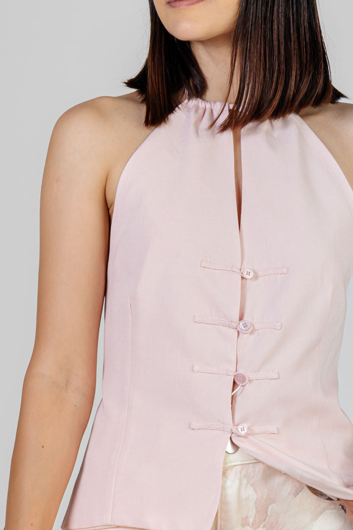 BLUSA CUELLO HALTER ROSA