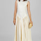 VESTIDO MIDI PLISADO CREMA