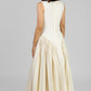 VESTIDO MIDI PLISADO CREMA