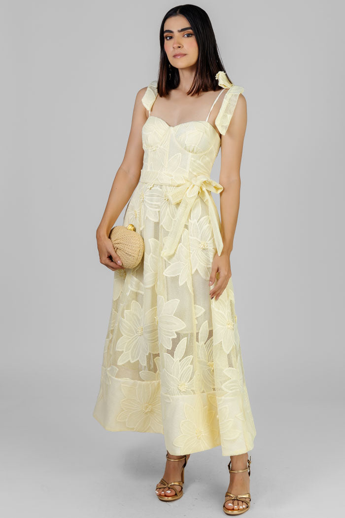 VESTIDO MIDI AMARILLO FLORAL
