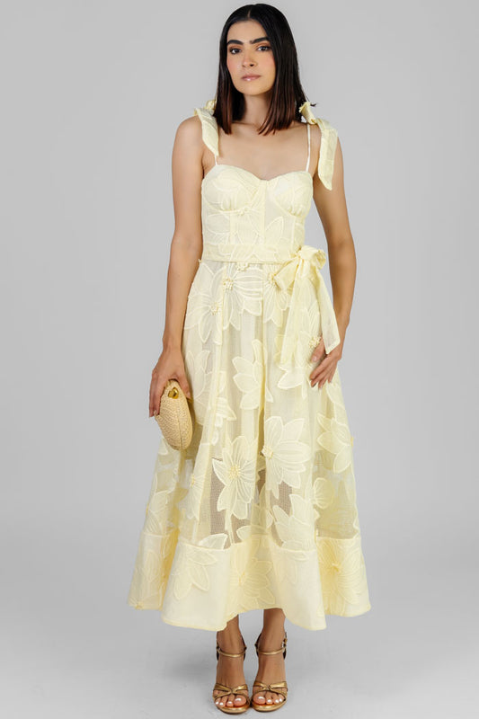 VESTIDO MIDI AMARILLO FLORAL