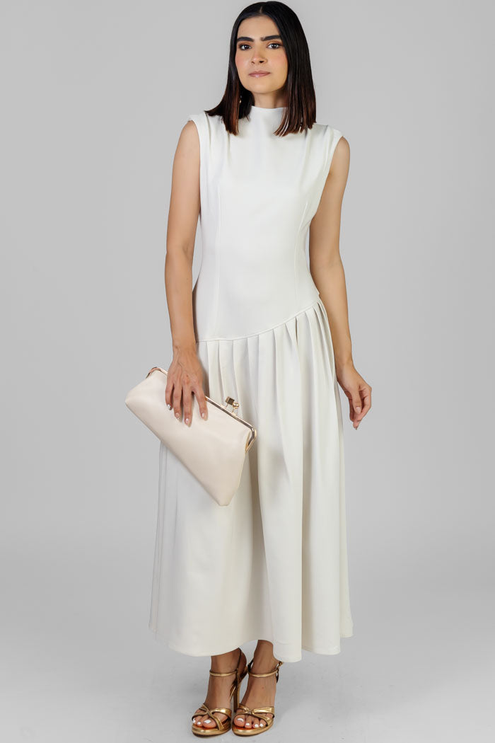 VESTIDO MIDI ASIMÉTRICO PLISADO