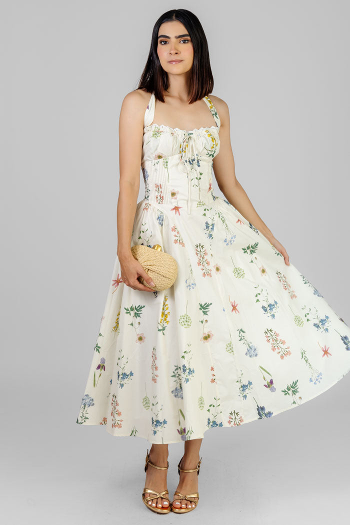 VESTIDO MIDI ROMANTICO FLORAL