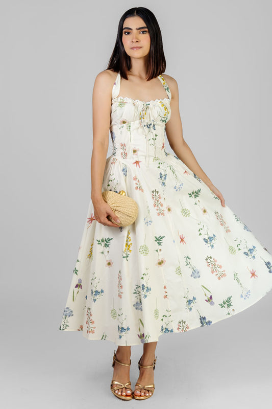 VESTIDO MIDI ROMANTICO FLORAL