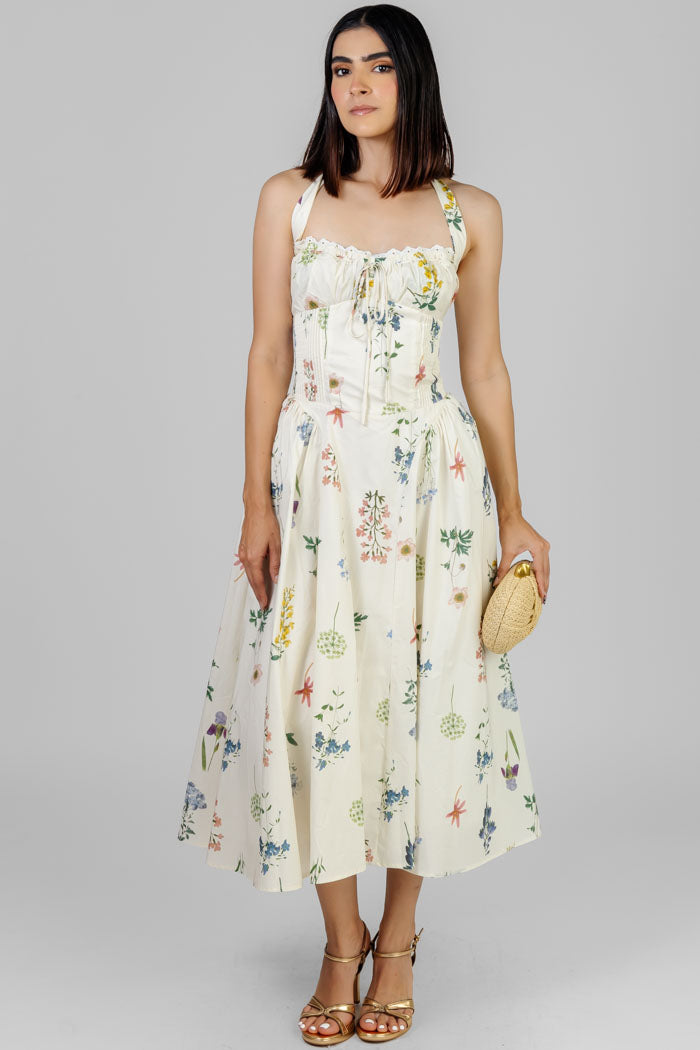 VESTIDO MIDI ROMANTICO FLORAL