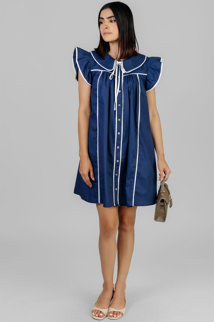 VESTIDO AZUL CON VIVOS